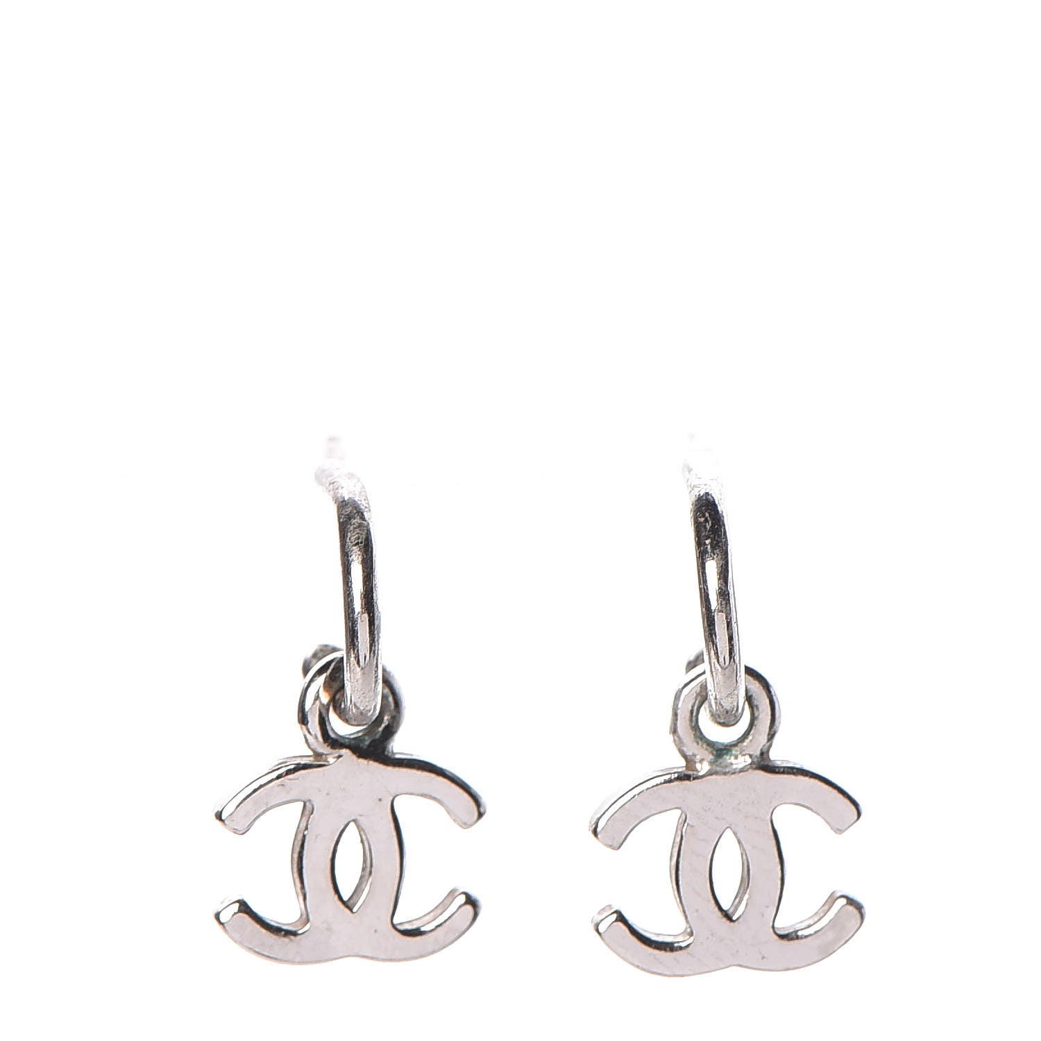 Chanel Ruthenium CC Drop Earrings Silver 1 of 3