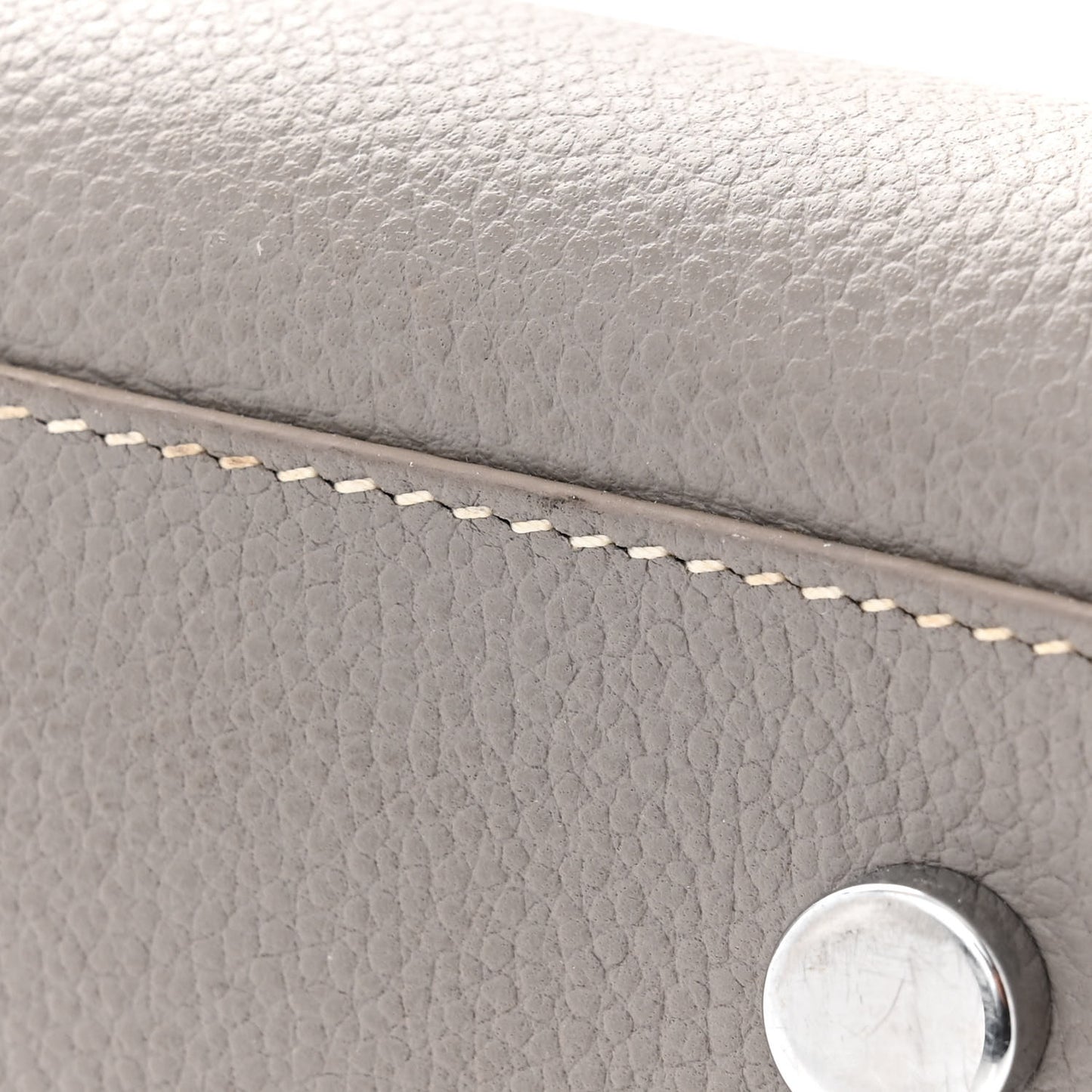 Grained Calfskin Topstitch Baby Sac De Jour Fog