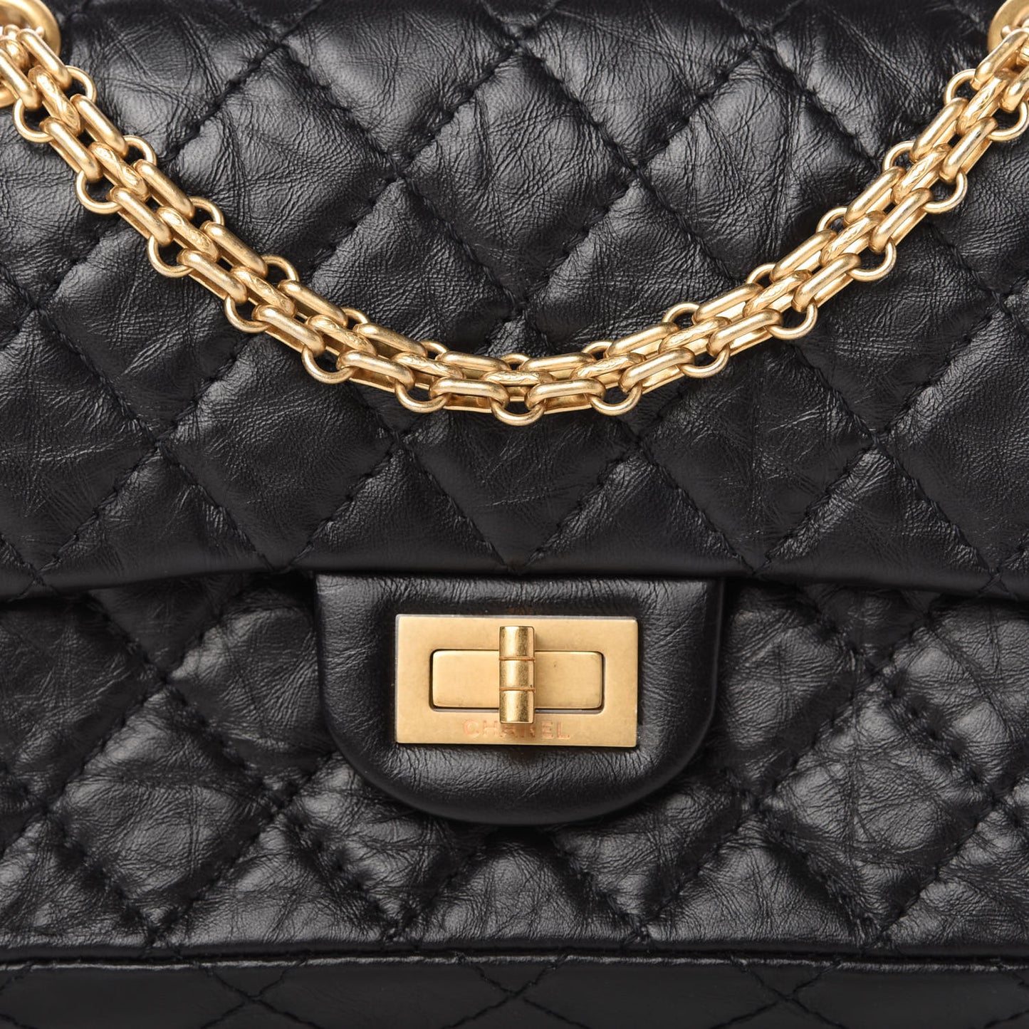 Aged Calfskin Quilted 2.55 Reissue Mini Flap Black