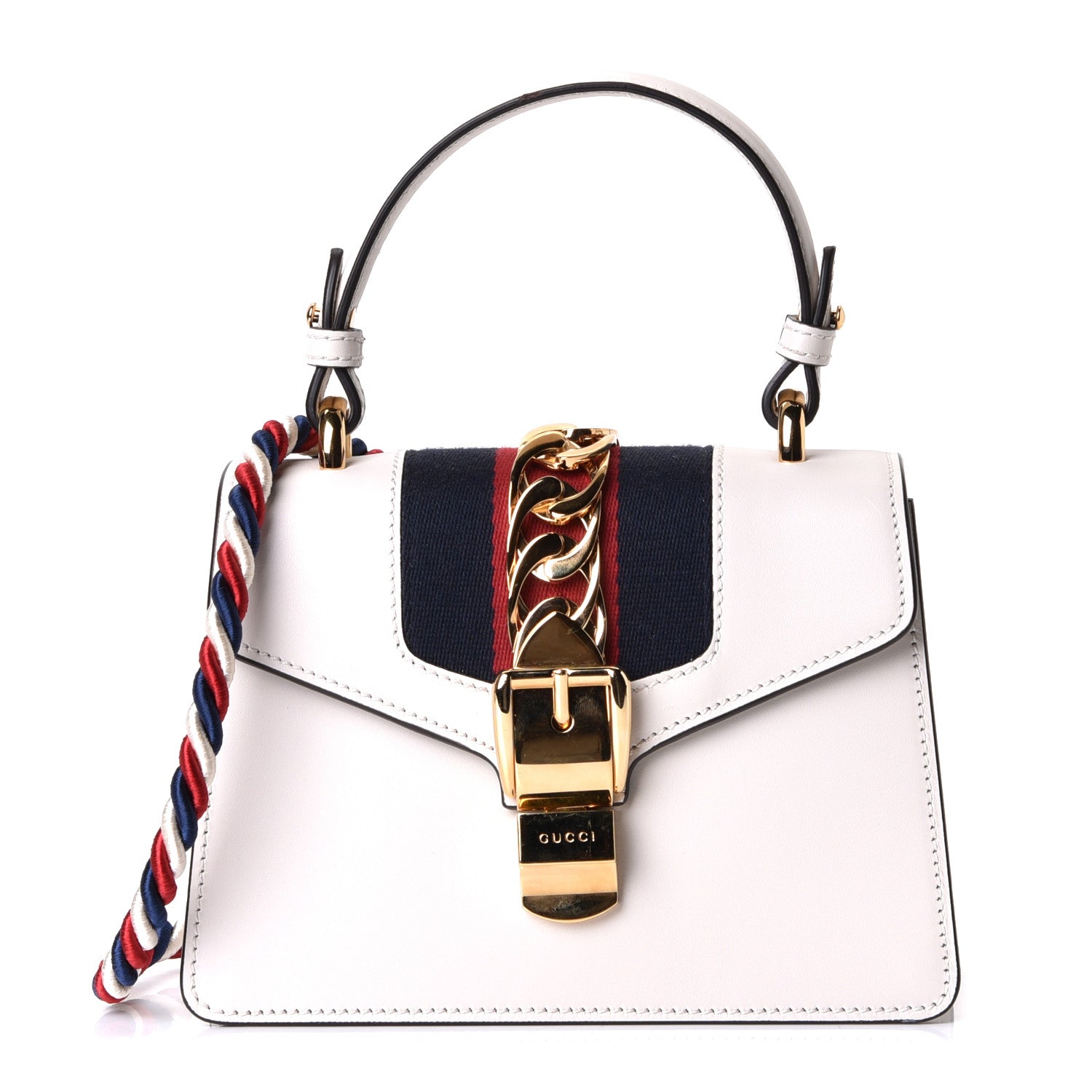 Gucci Calfskin Mini Sylvie Top Handle Bag White 2 of 10
