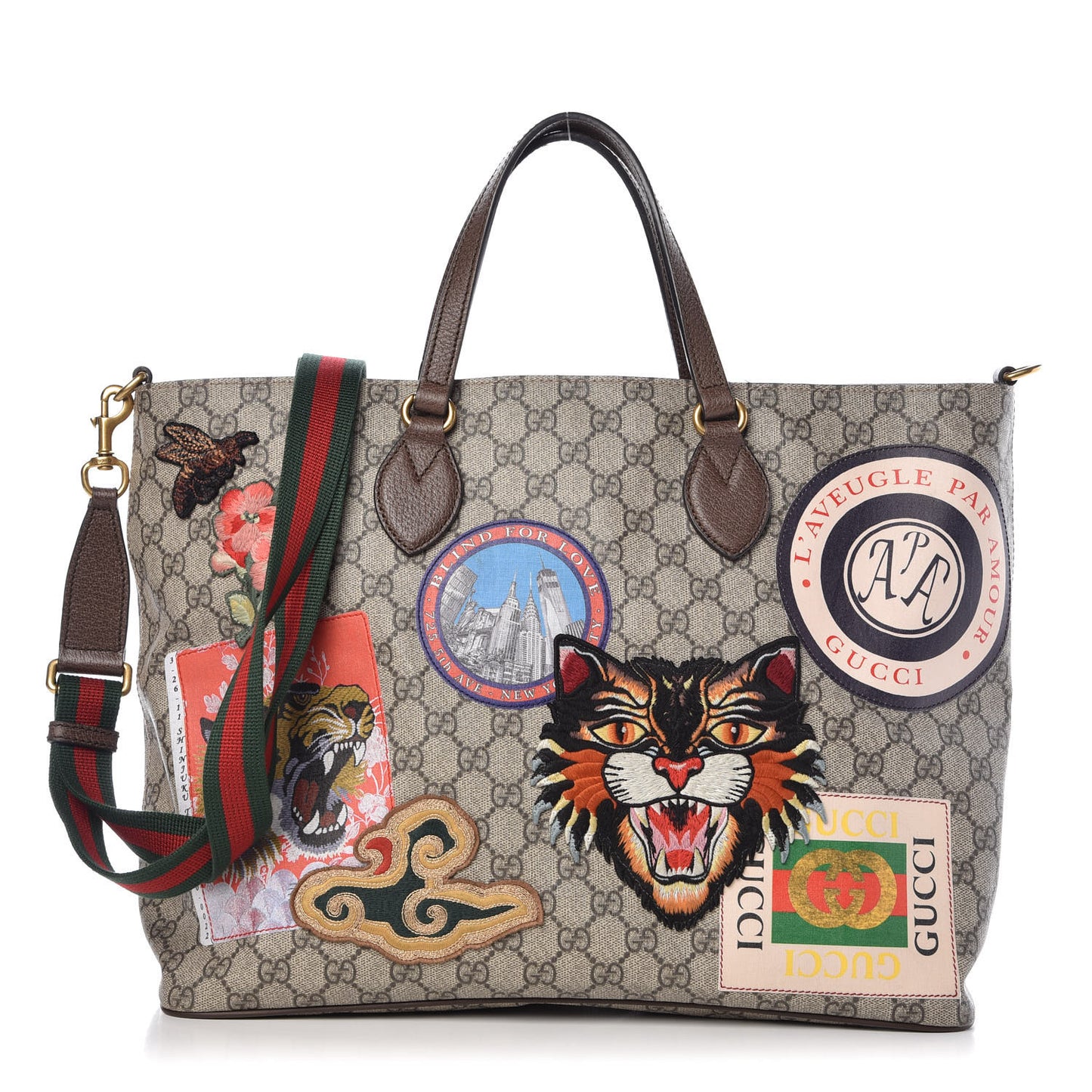 Soft GG Supreme Monogram Courrier Medium Crossbody Tote Beige New Acero