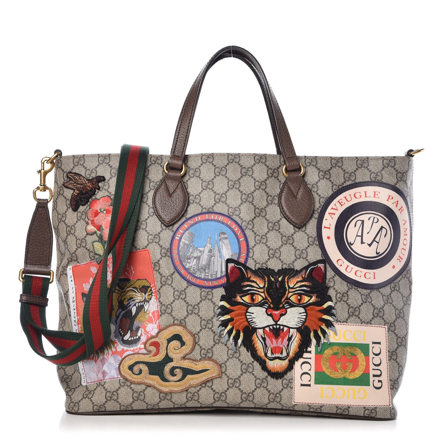 Gucci Soft GG Supreme Monogram Courrier Medium Crossbody Tote Beige New Acero 1 of 13