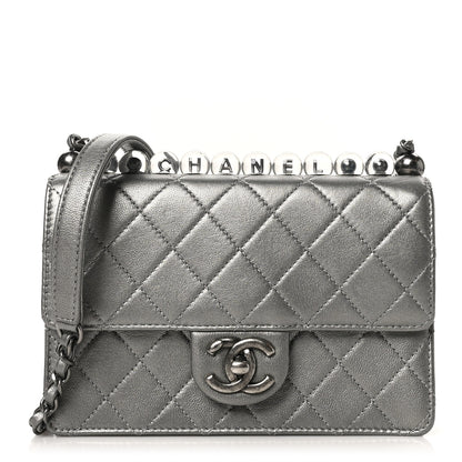 Chanel Metallic Goatskin Quilted Small Chic Pearls Flap Silver 1 of 11