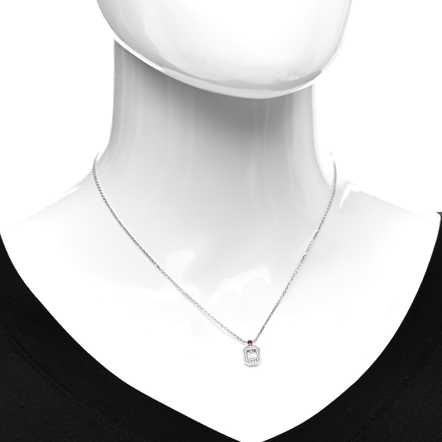 Platinum Diamond Ruby HW Logo Pendant Necklace