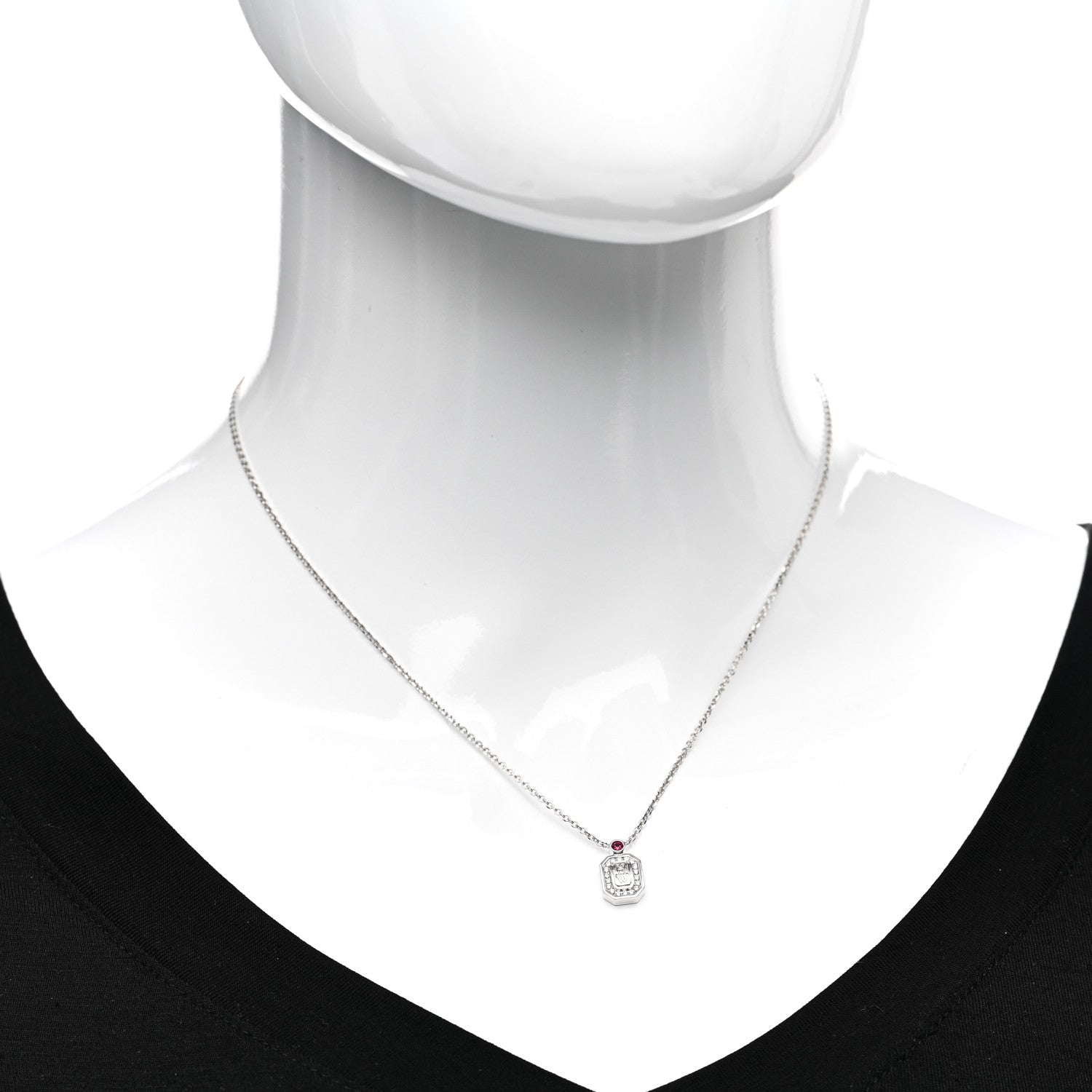 Harry Winston Platinum Diamond Ruby HW Logo Pendant Necklace 2 of 6