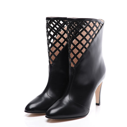 Gucci Plume Calfskin Damir Lattice Cutout Boots 38.5 Black 2 of 11