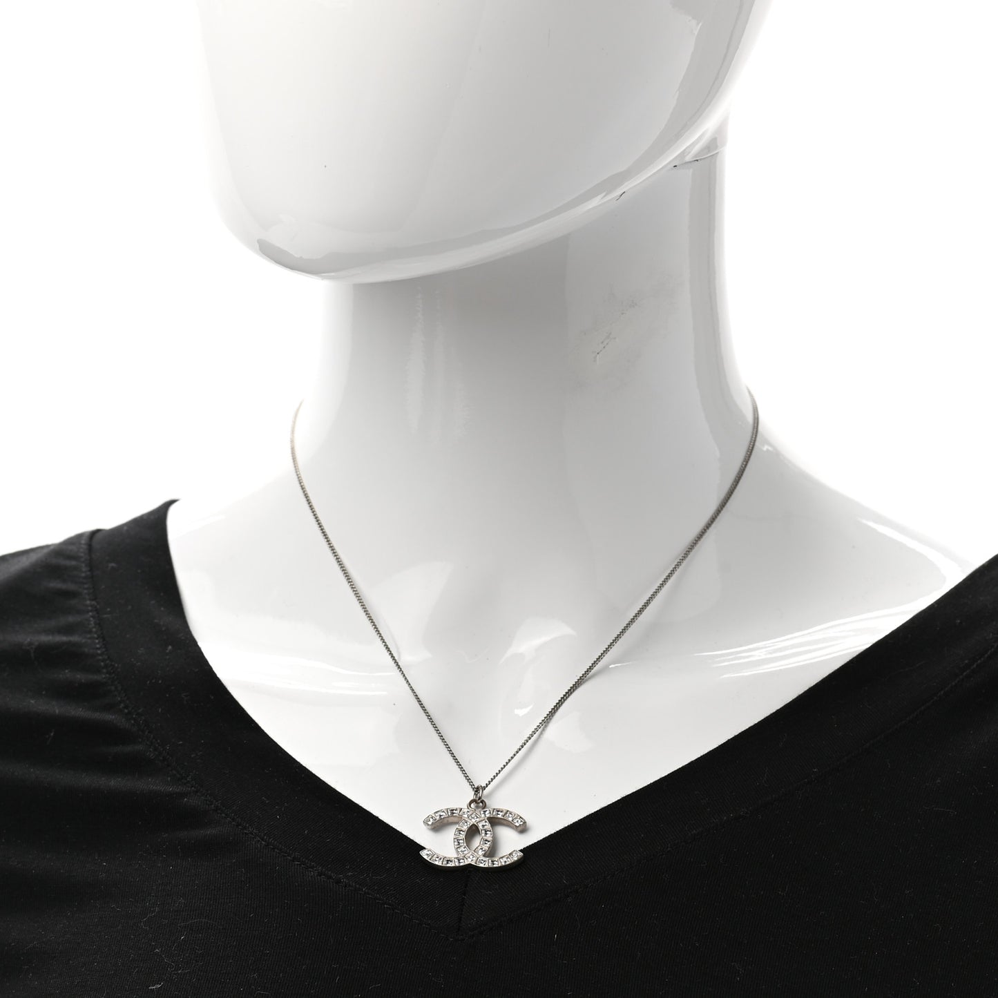 Baguette Crystal CC Necklace Silver