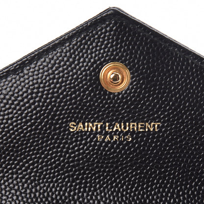 Saint Laurent Grain De Poudre Matelasse Chevron Small Monogram Envelope Wallet Black 7 of 8