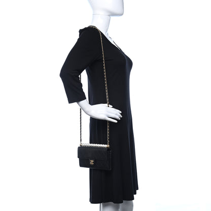 Chanel Goatskin Quilted Chic Pearls Clutch With Chain Black 2 of 10