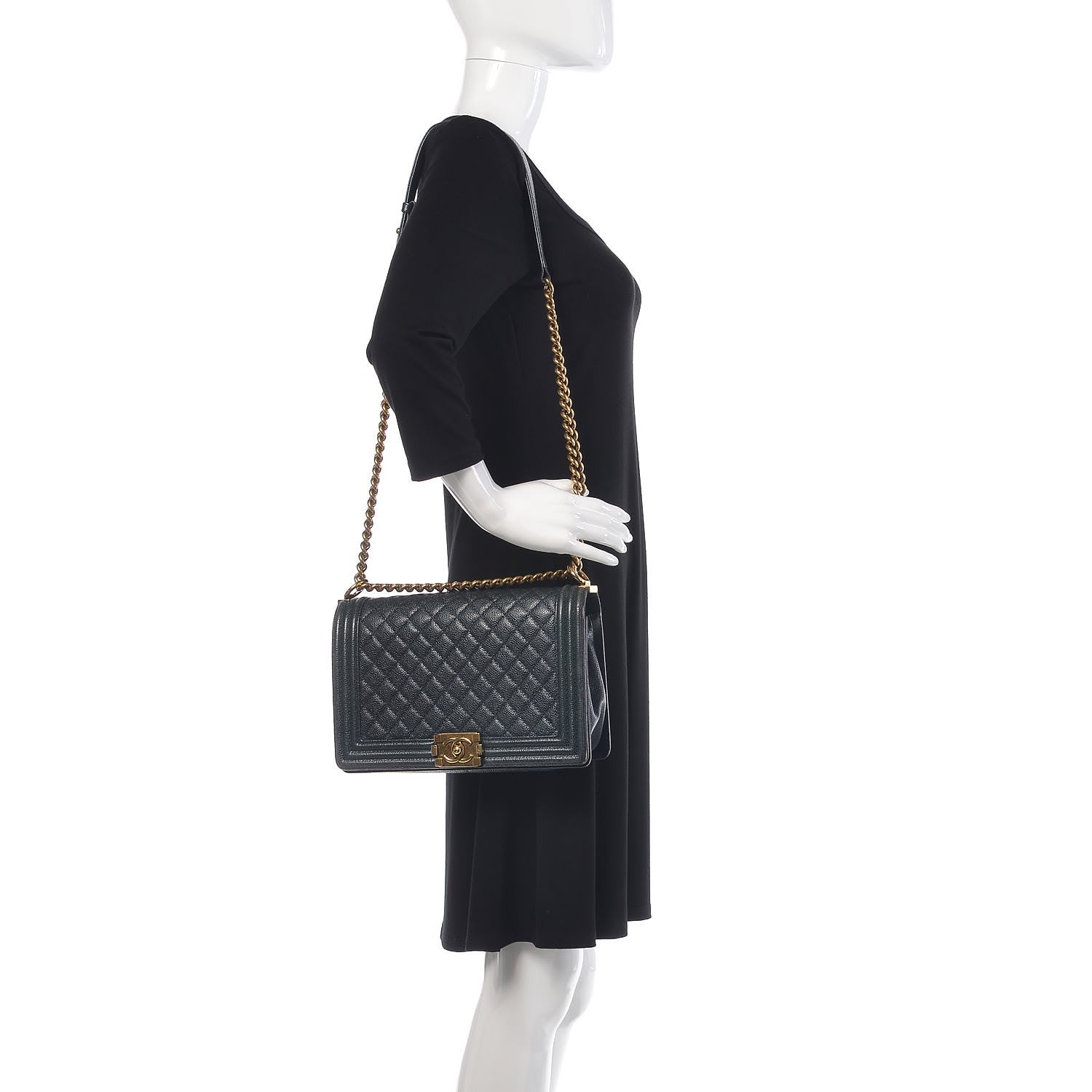 Chanel Caviar Quilted Medium Boy Flap Blue 2 of 10