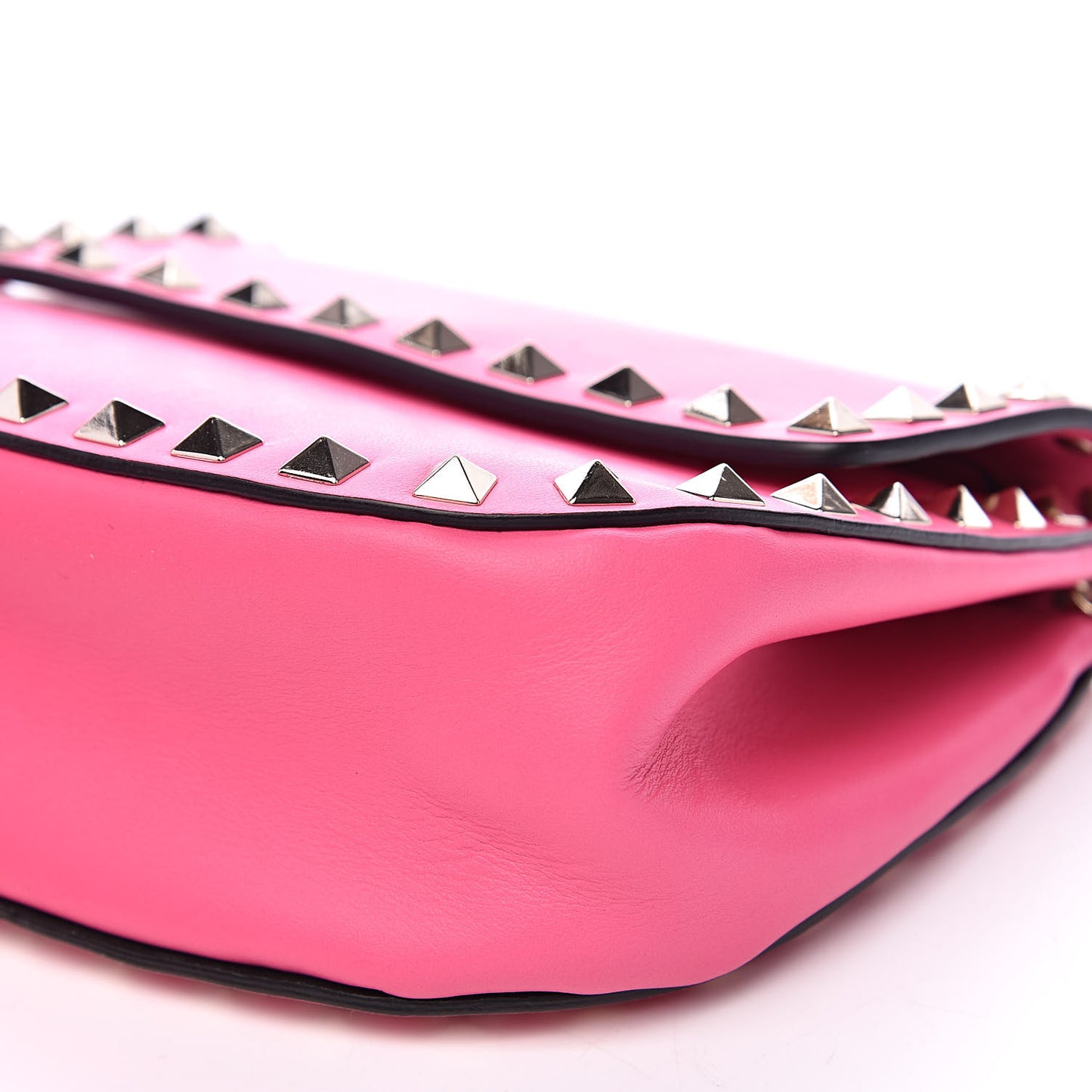 Vitello Rockstud Crossbody Saddle Bag Peony