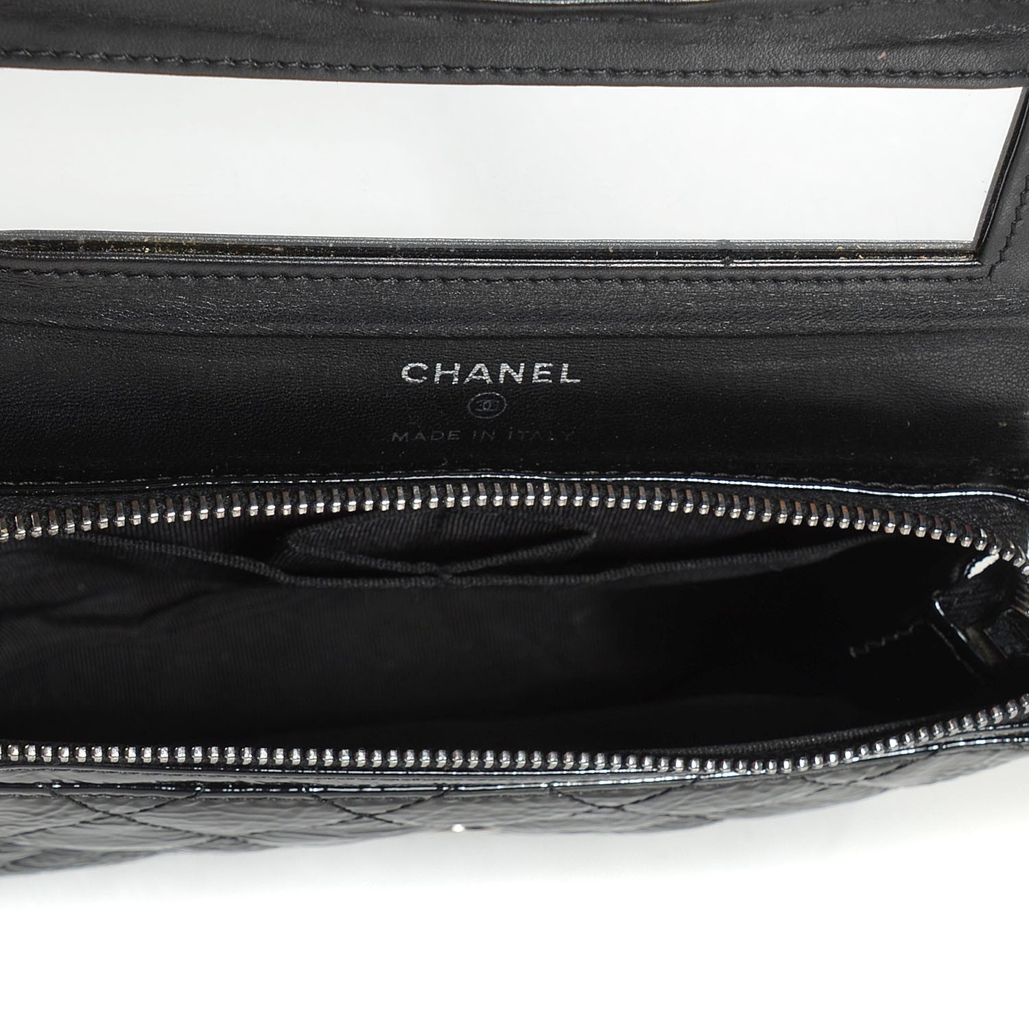 Chanel Distressed Patent Quilted Flap Cosmetic Case Black 5 of 7