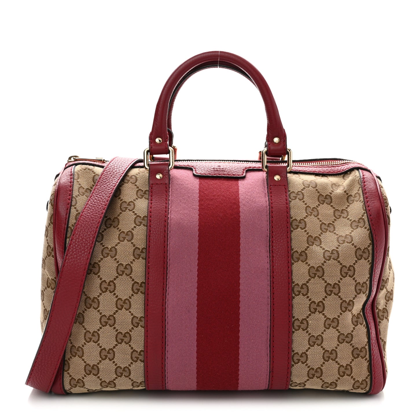 Monogram Cellarius Calfskin Vintage Web Medium Boston  Beige Ebony Soft Burgundy Peonia Flower