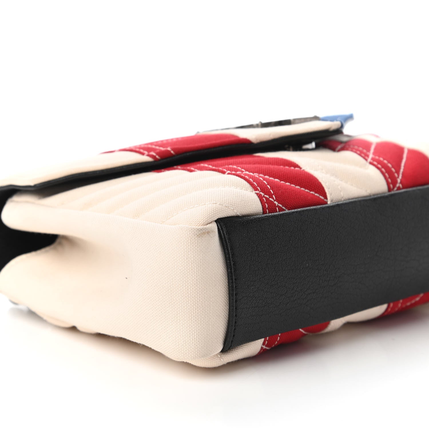 Saint Laurent Canvas Matelasse Chevron American Flag Monogram Medium College Bag Red Blue 6 of 10