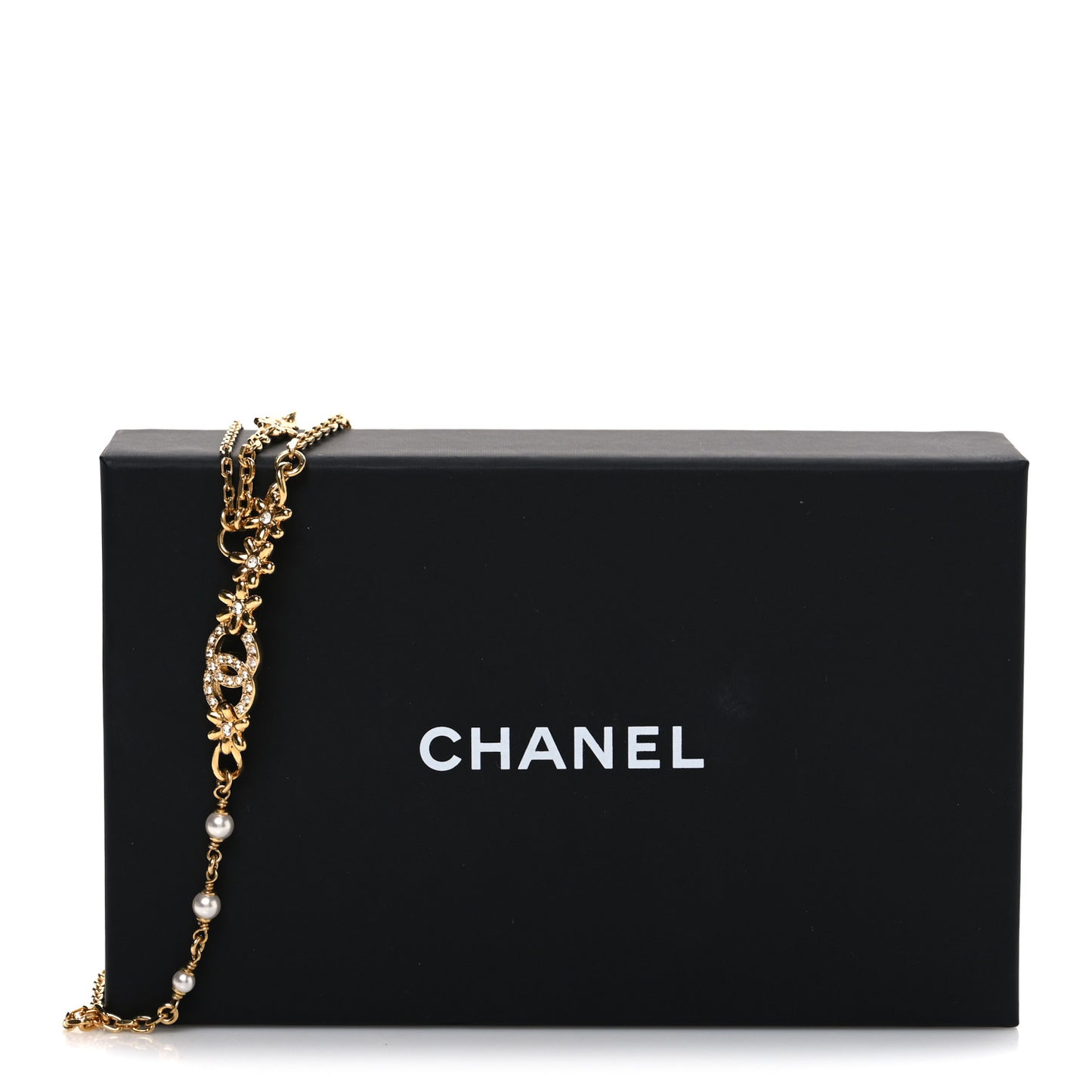 Pearl Crystal CC Flower Chain Belt 80 32 Gold White