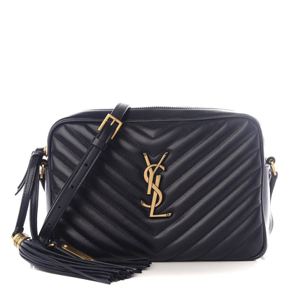 Saint Laurent Calfskin Matelasse Monogram Lou Camera Bag Navy 1 of 8