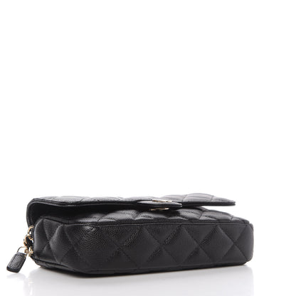 Chanel Caviar Quilted Flap Phone Holder With Chain Black 4 of 12