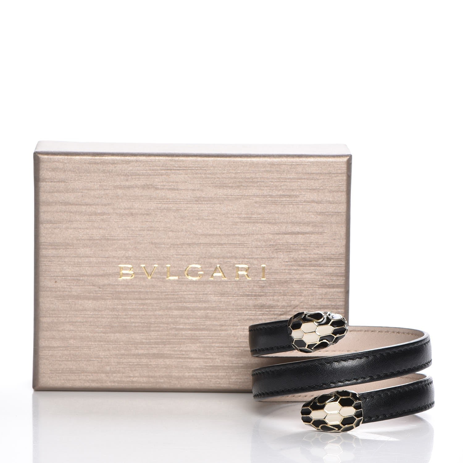 Bulgari Calfskin Serpenti Forever Double Coil Cleopatra Bracelet M Black 6 of 6