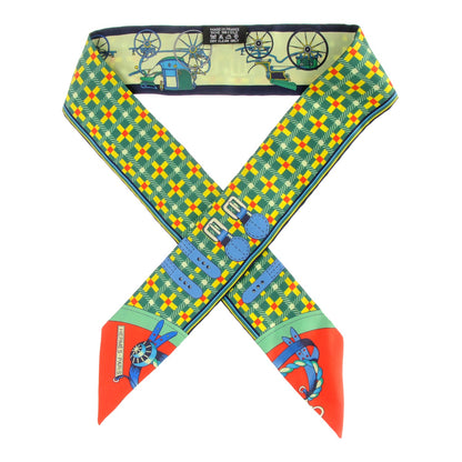 Hermes Silk Voitures Nouvelles Twilly Vert Anis Rouge 1 of 5