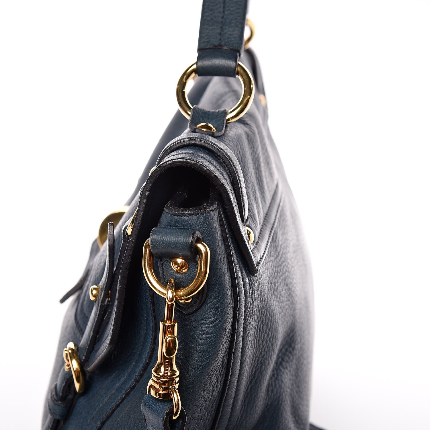 Miu Miu Cervo East-West Flap Satchel Blue 17 of 18