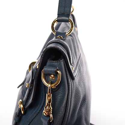 Miu Miu Cervo East-West Flap Satchel Blue 17 of 18