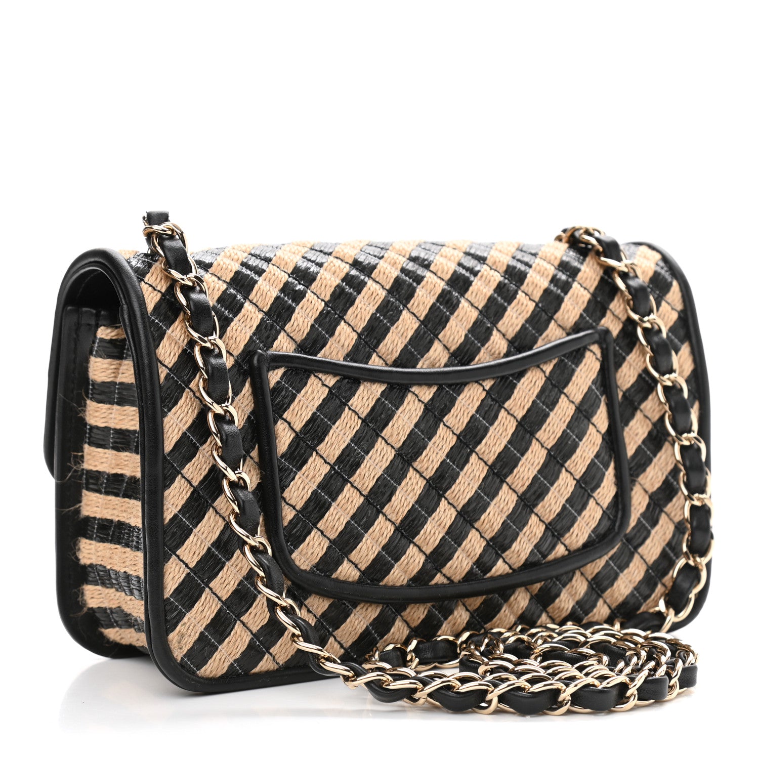 Chanel Raffia Jute Striped Small Urban Jungle Single Flap Black Beige 3 of 11