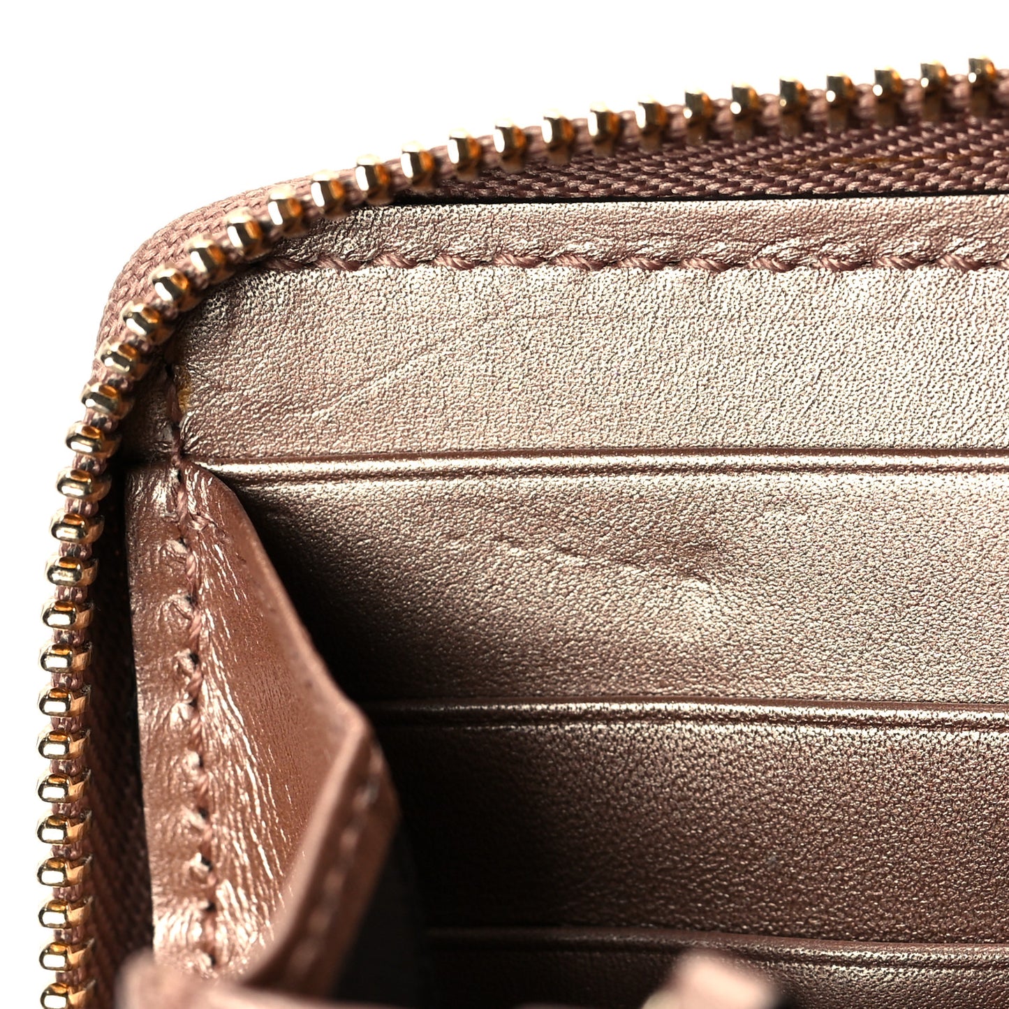 Metallic Guccissima Lovely Zip Around Wallet Pink
