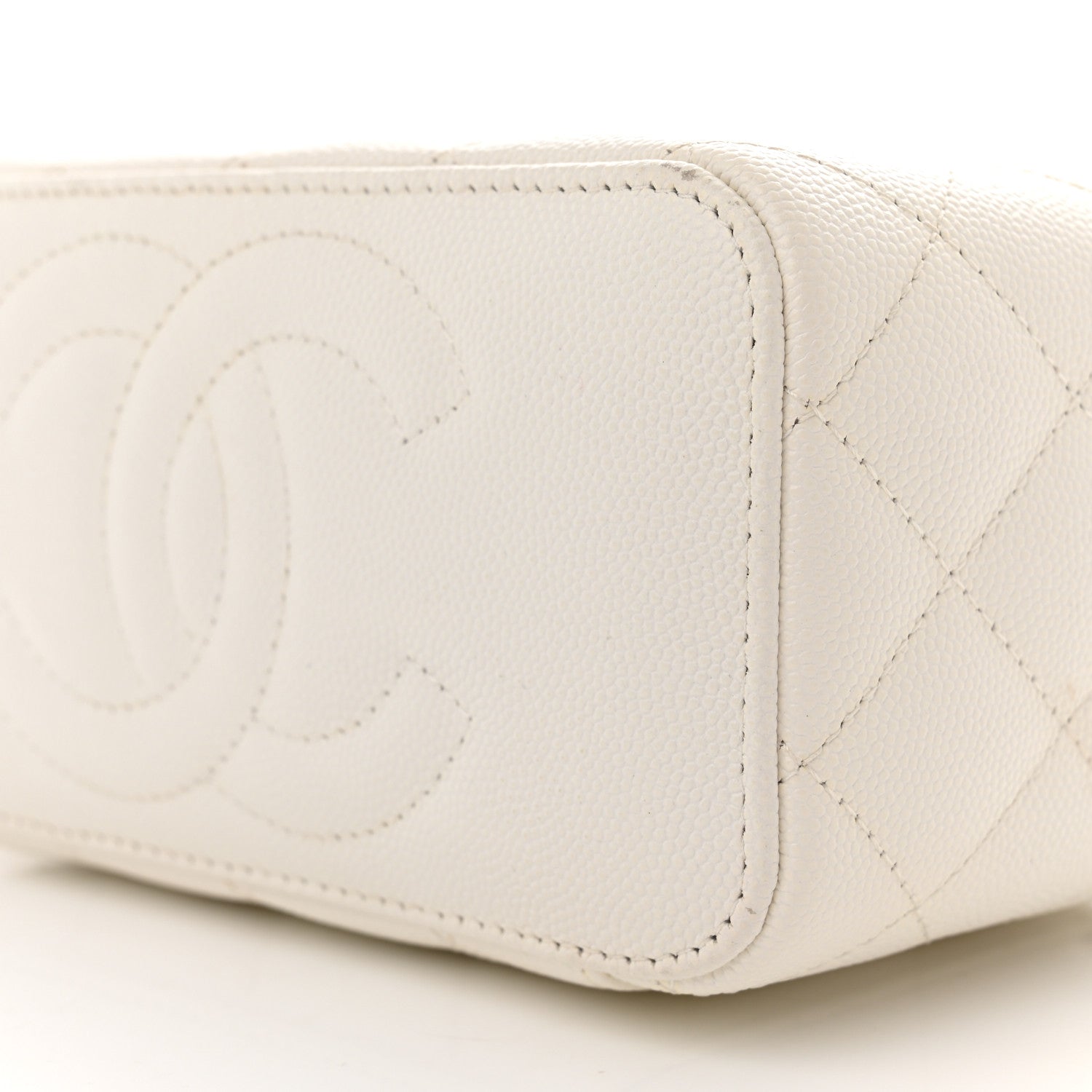 Chanel Caviar Quilted Small Vanity Case With Chain White 10 of 15