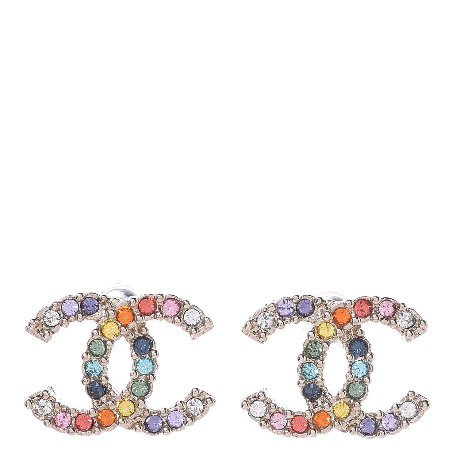 Chanel Crystal Over The Rainbow CC Earrings Gold Multicolor 1 of 5