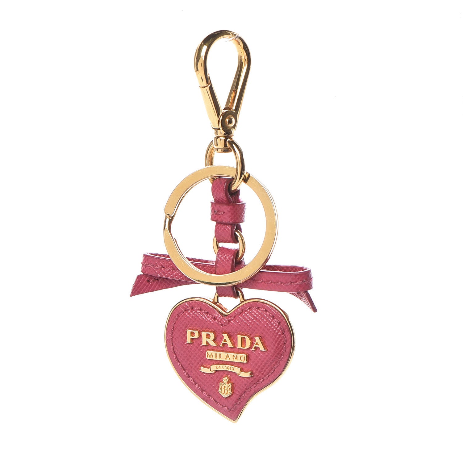 Prada Saffiano Heart Keychain Charm Peonia 1 of 2