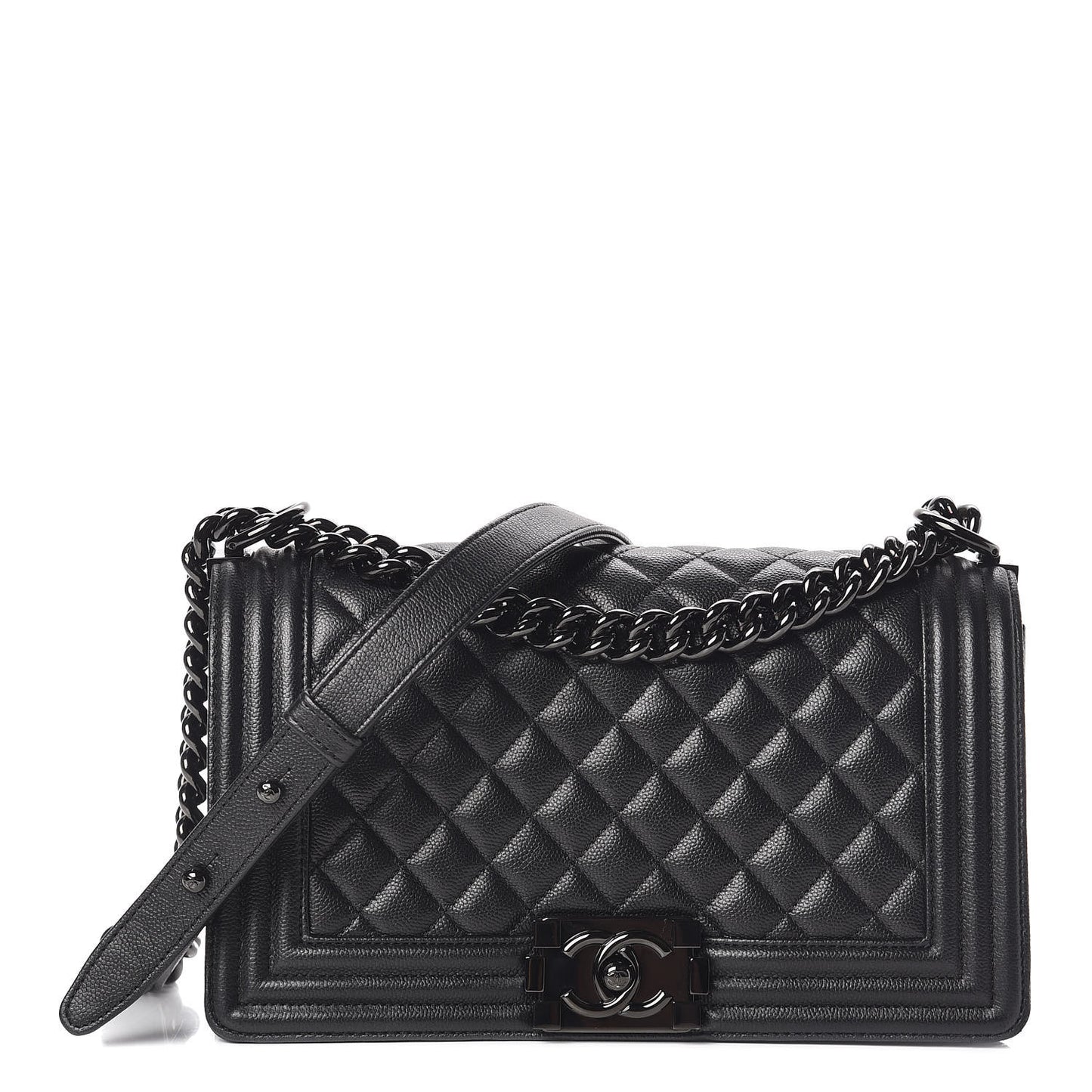 Caviar Quilted Medium Boy Flap So Black