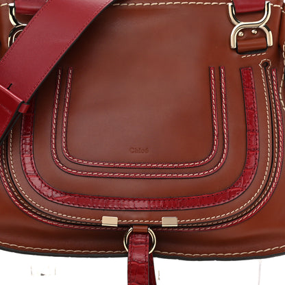 Chloe Calfskin Crocodile Embossed Medium Marcie Satchel Sepia 9 of 11