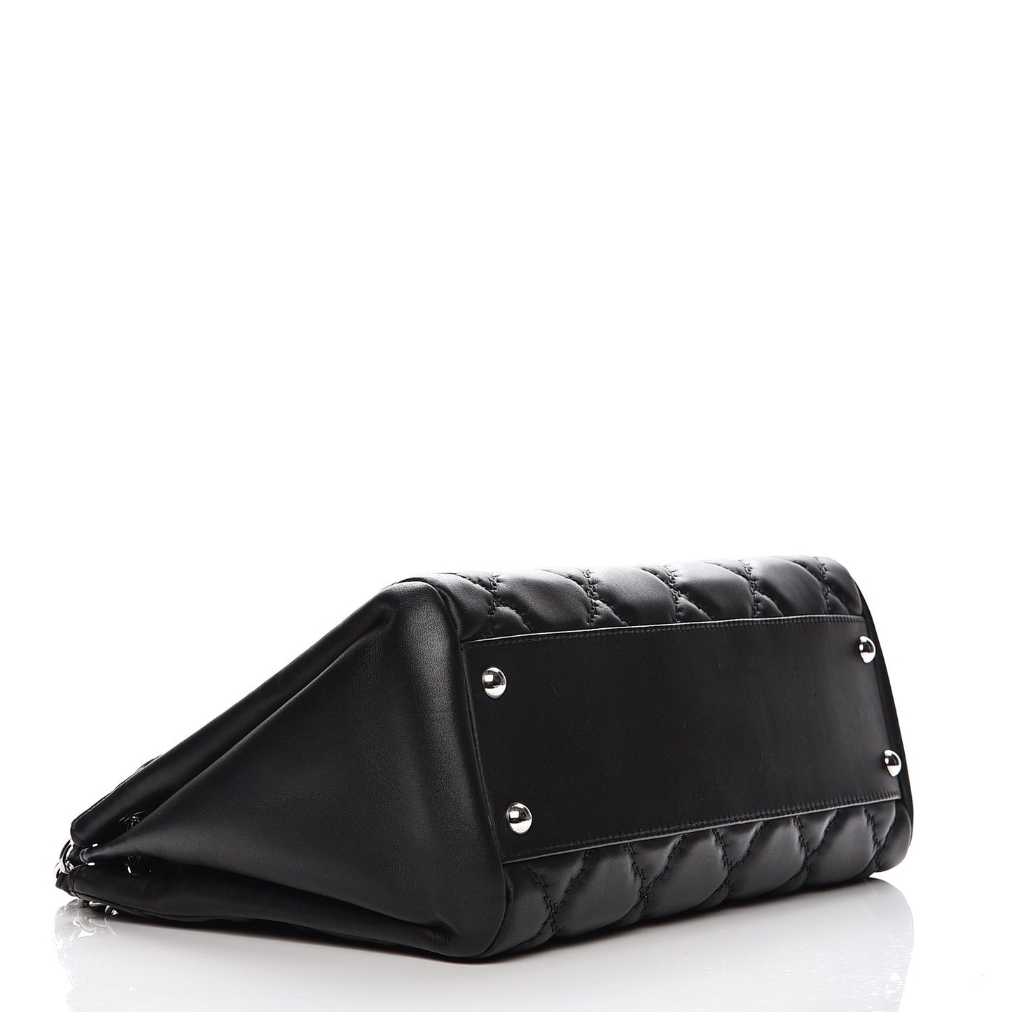 Calfskin Double Stitch Large Hamptons Flap Bag Black