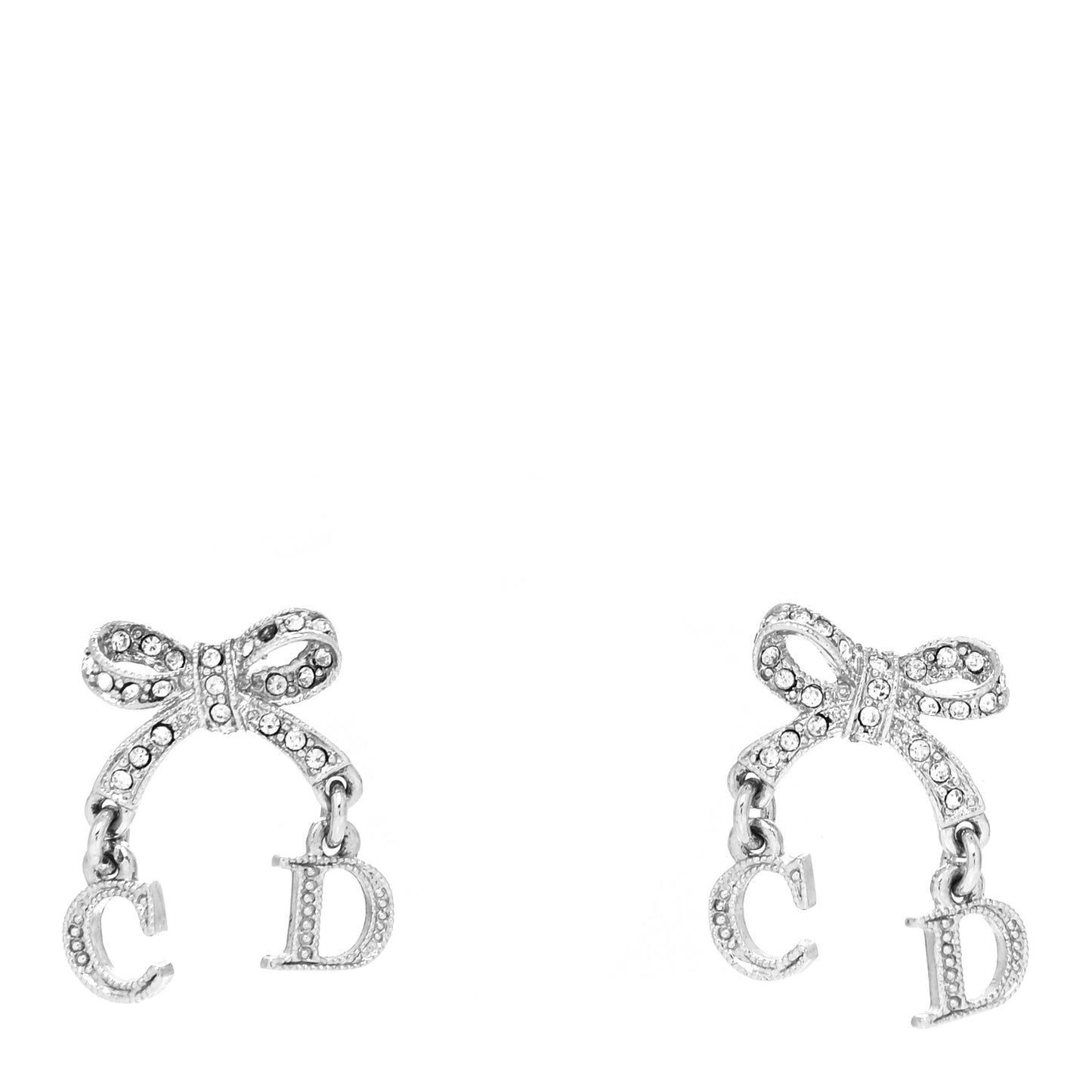 Crystal Bow Earrings Silver