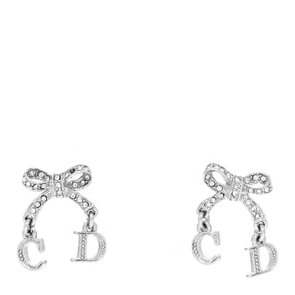 Christian Dior Crystal Bow Earrings Silver 1 of 5