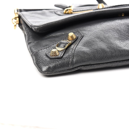 Balenciaga Agneau Giant 12 Gold Hardware Envelope Strap Clutch Gris Fossile 7 of 9