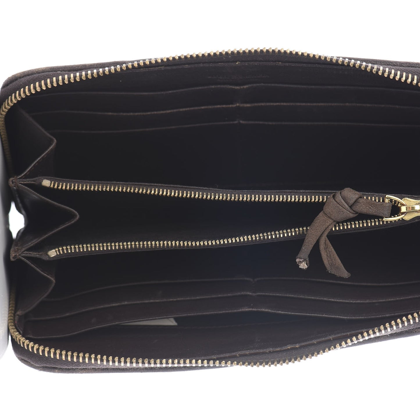 Nappa Intrecciato Zip Around Wallet Ebano