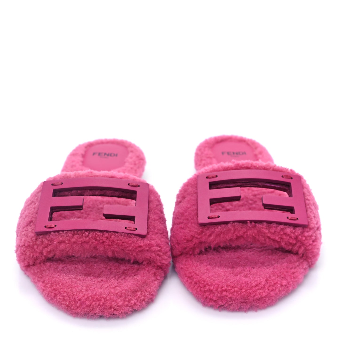 Shearling FF Baguette Slide Sandals  37 Pink