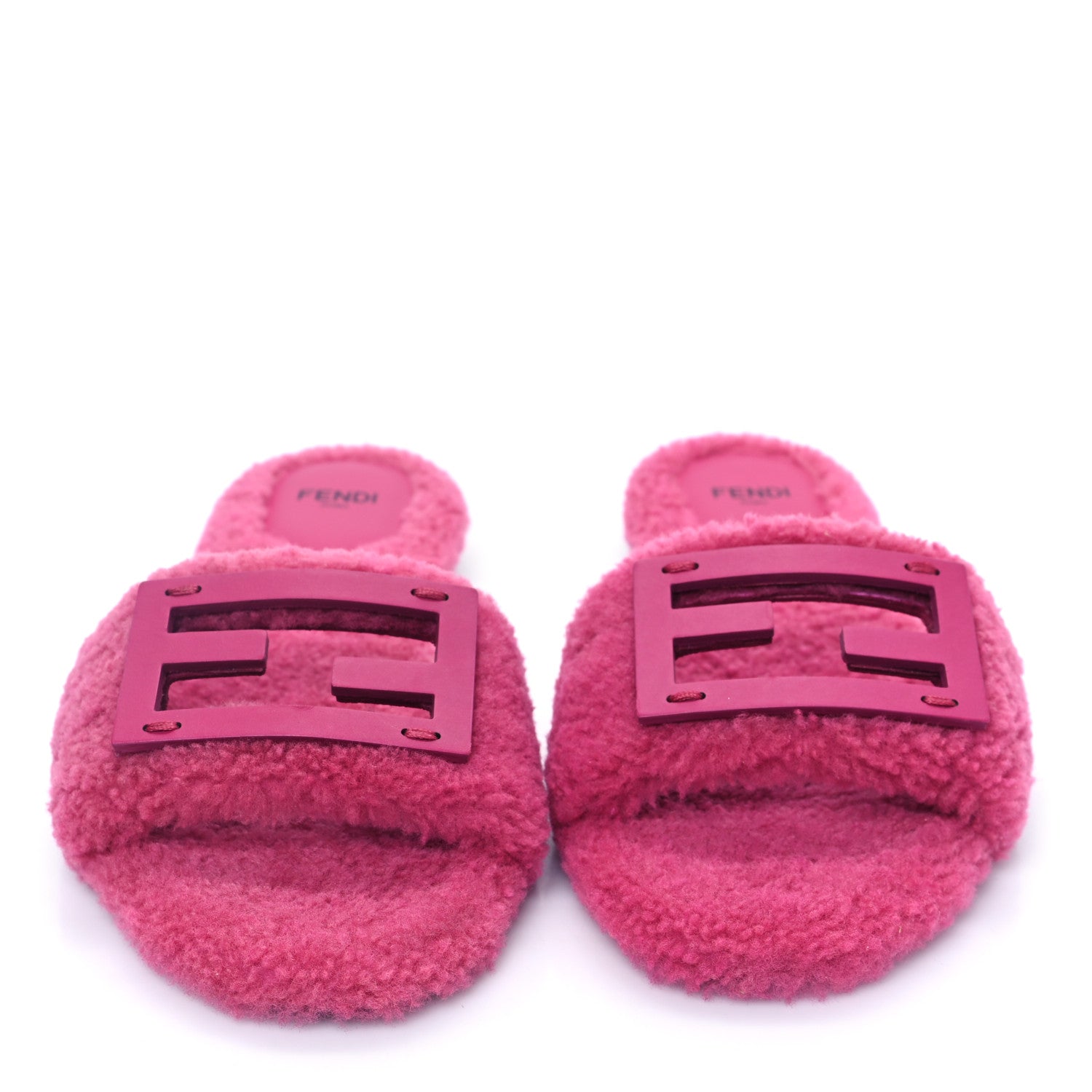 Fendi Shearling FF Baguette Slide Sandals  37 Pink 2 of 8