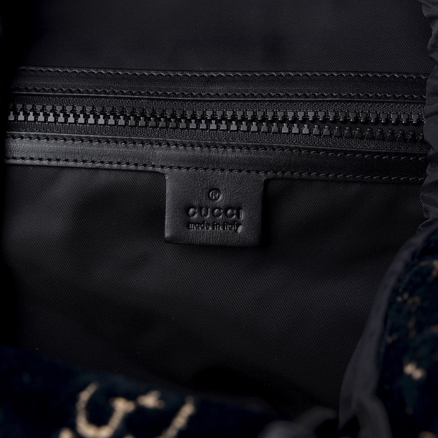 Velvet GG Monogram Web Medium Double Buckle Backpack Blue Beige Black