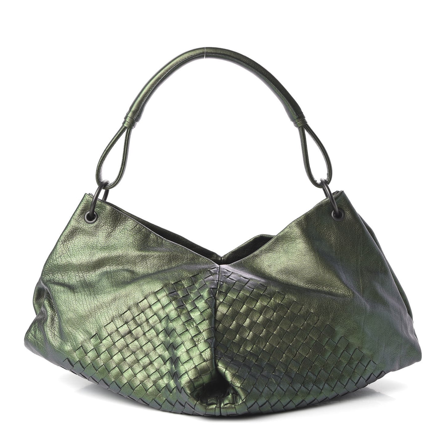 Iridescent Nappa Intrecciato Aquilone Fortune Cookie Hobo Green
