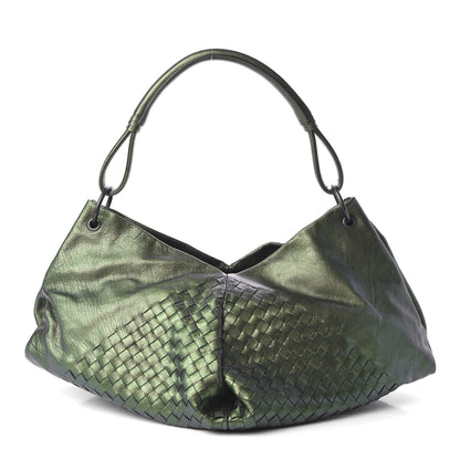 Bottega Veneta Iridescent Nappa Intrecciato Aquilone Fortune Cookie Hobo Green 1 of 10