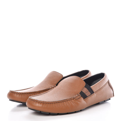 Gucci Calfskin Web Mens Driver Loafers 7 Brown 3 of 7