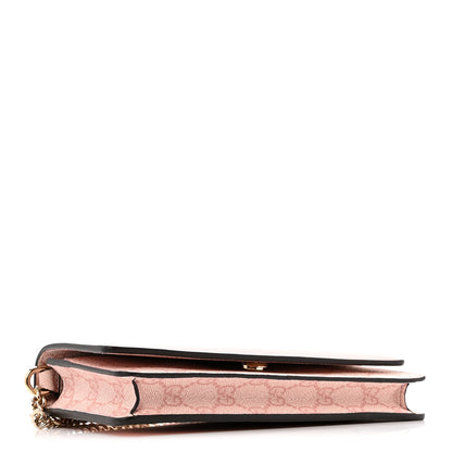 Gucci GG Supreme Monogram Textured Calfskin Emblem Wallet On Chain Pink 4 of 11