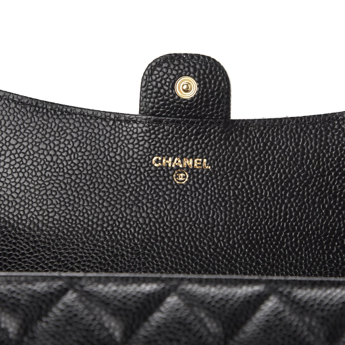 Caviar Quilted Large Gusset Flap Wallet Black