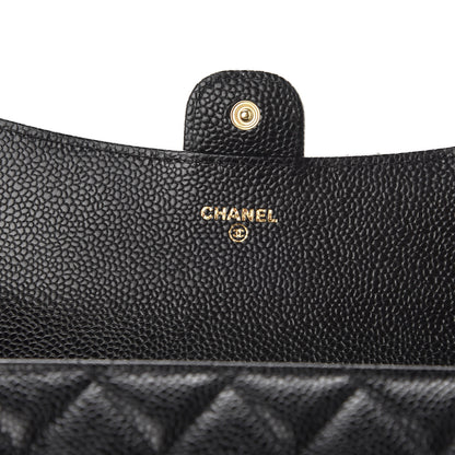 Chanel Caviar Quilted Large Gusset Flap Wallet Black 6 of 9