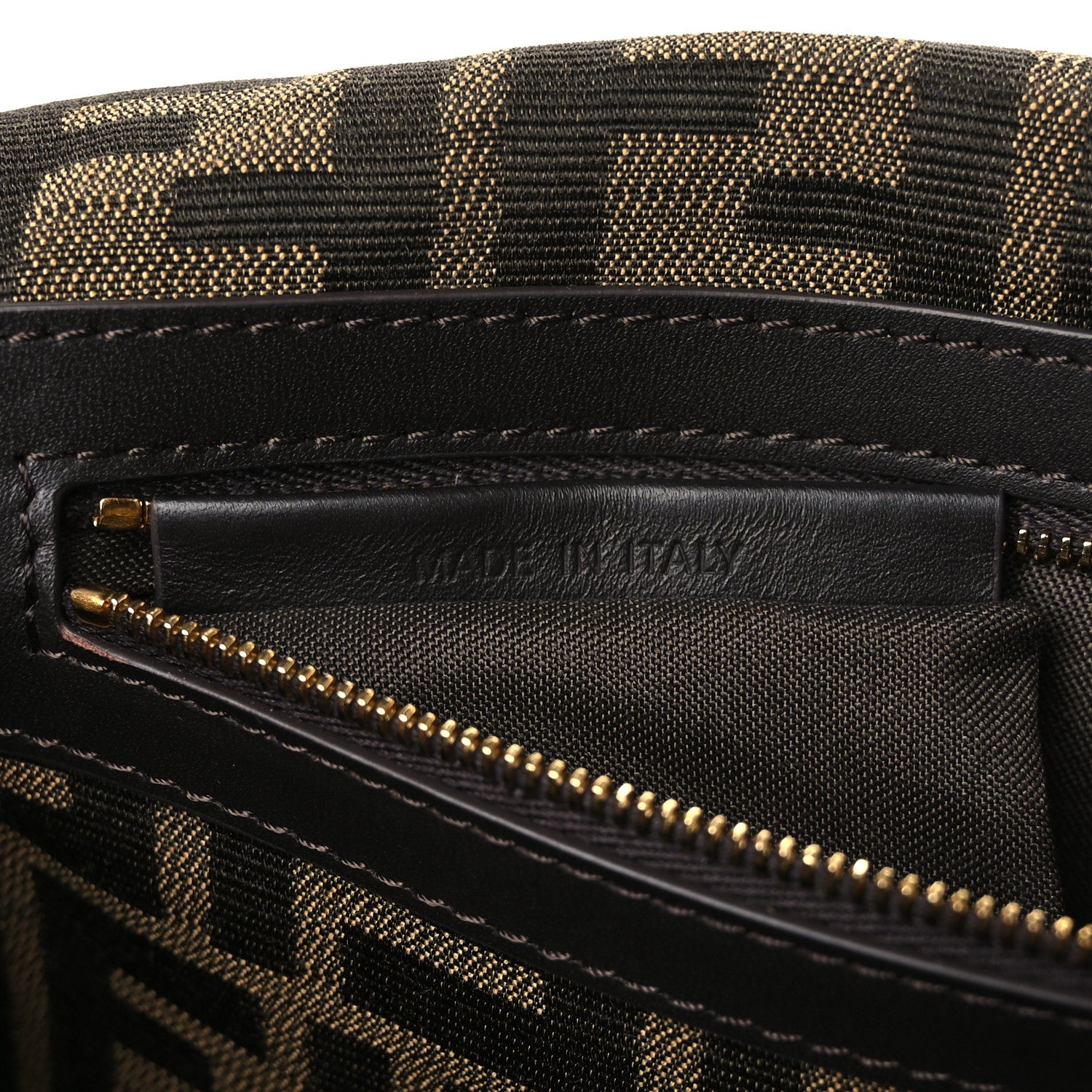 Fendi Fabric Jacquard FF 1974 Medium Baguette Tobacco Moro Black 7 of 12