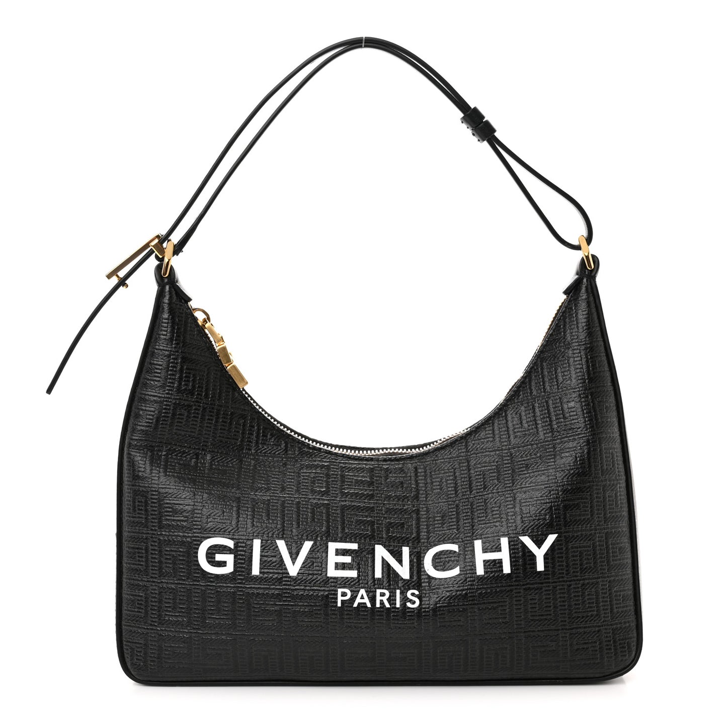 Coated Canvas Logo 4G Embossed Small Moon Cut Out Shoulder Bag Black