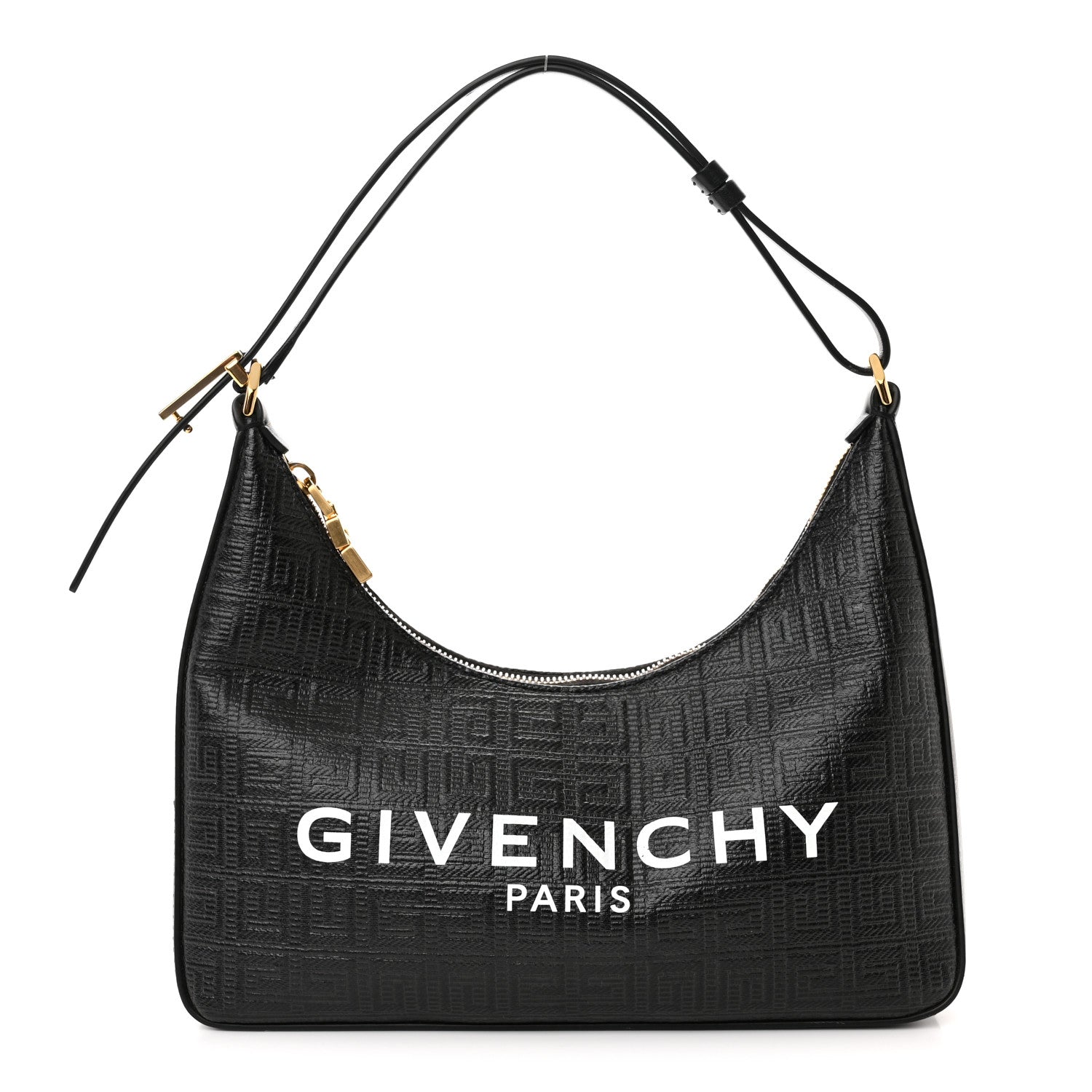 Givenchy Coated Canvas Logo 4G Embossed Small Moon Cut Out Shoulder Bag Black 1 of 11