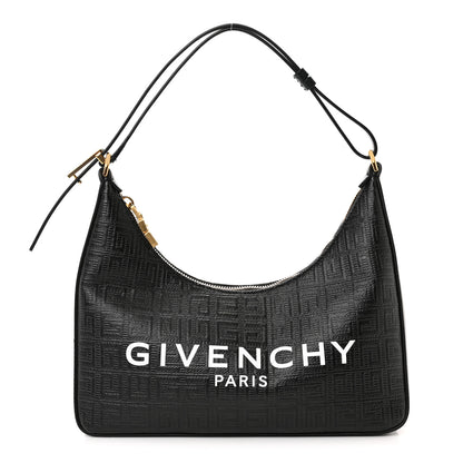 Givenchy Coated Canvas Logo 4G Embossed Small Moon Cut Out Shoulder Bag Black 1 of 11